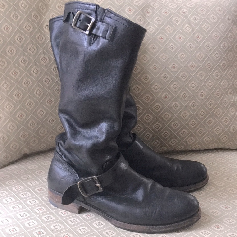 Frye Veronica Slouch black motorcycle boots sz 9.5